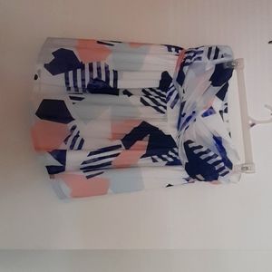 Geo Print Tie Front Babydoll Tube Top